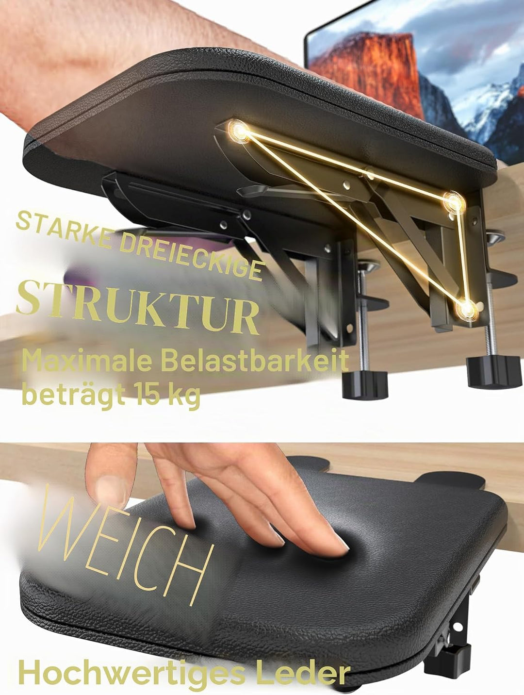 NODOCA Arm Rest for Desk, Ergonomics Wrist Rest, Desk Extender, Soft Sponge Built-in, Comfortable Ar