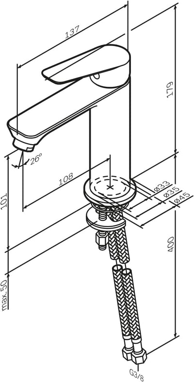 AM.PM Hit Waschtischarmatur mit Einhebelmischer, SoftMotion Keramikkartusche 35mm, Neoperl Aerator,