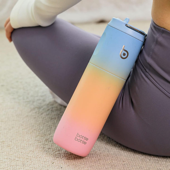 BOTTLE BOTTLE Isolierte Wasserflasche 680 ml mit Strohhalmdeckel und Griff für Sport, Reisen, Fitnes