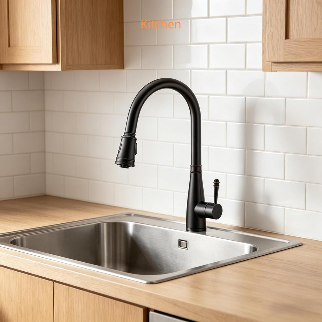 Ibergrif M22134T - Küchenarmatur mit ausziehbare Brause, Spültischbatterie, Küche Wasserhahn, Edelst