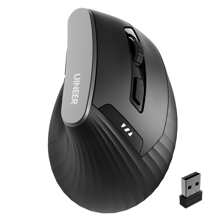 Vertikale maus kabellos, 2,4G ergonomische maus mit Akkuanzeige, 4 Stufen DPI, computermaus für Bequ