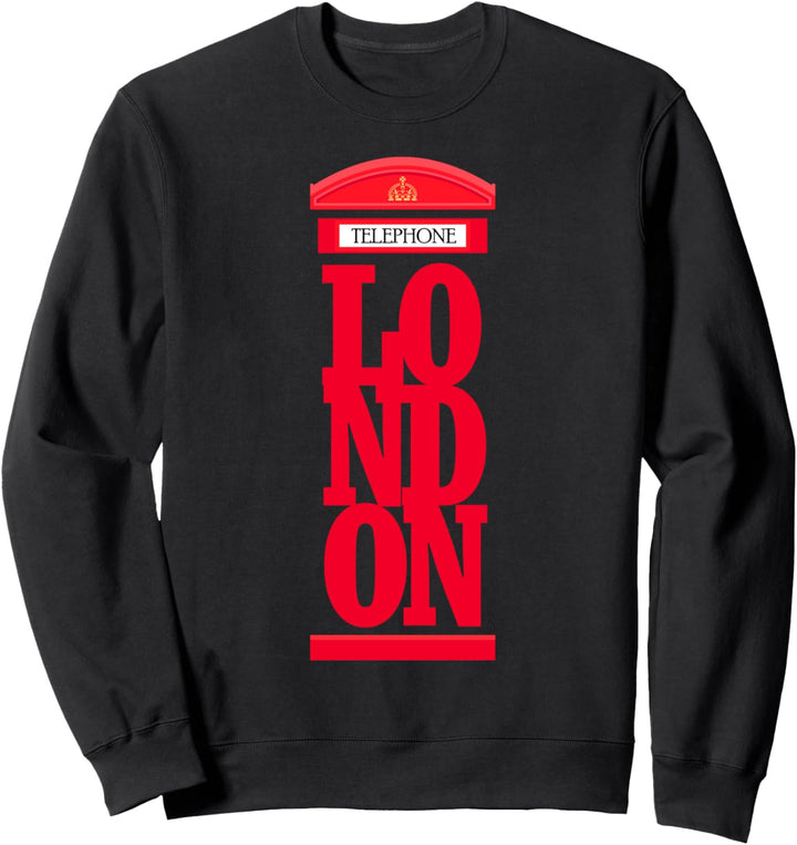 Vintage London Red Telephone Illustration Graphic Design Sweatshirt