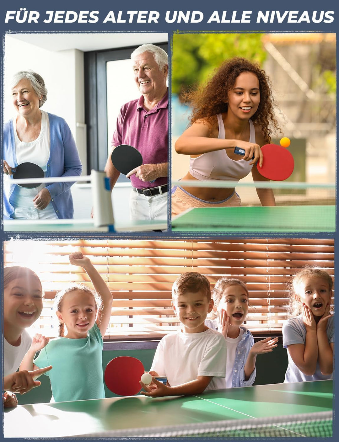 Glymnis Tischtennis Schläger, 4 Tischtennisschläger + 8 Bälle, Tischtennis Set mit 2 Tasche