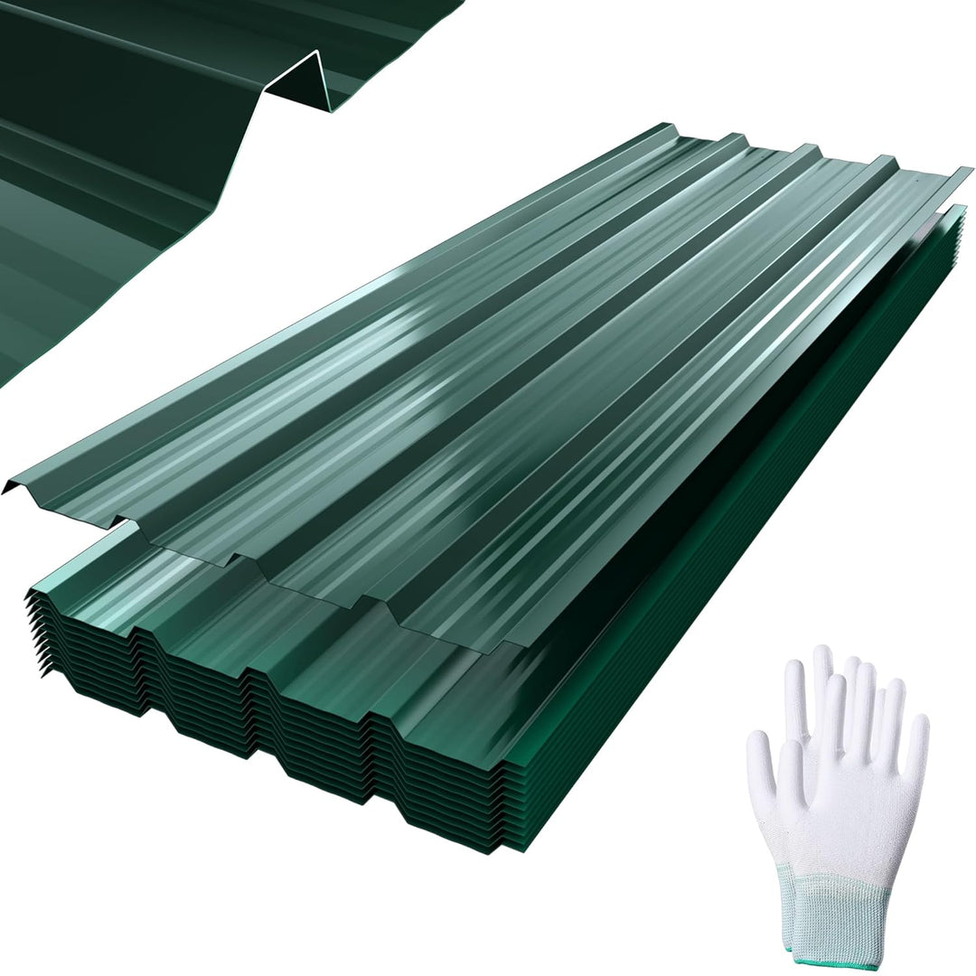 FIVMEN 12x Trapezblech 1295x450mm Verzinkt Dachblech Wellblechplatten für Dach mit Handschuhe und Sc
