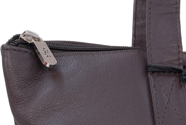 Gigi - Leder - Damenhandtasche/Schultertasche/Tote - OTHELLO 9101" Dunkelbraun, Dunkelbraun