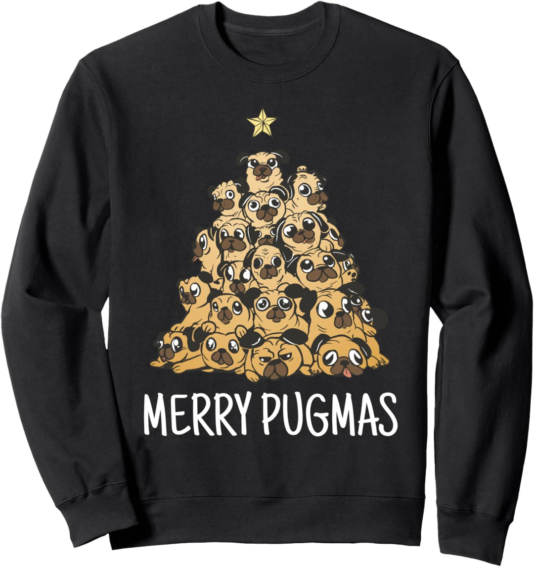 Merry Pugmas Pug Christmas Tree Dog Santa Xmas Pug Dog Sweatshirt