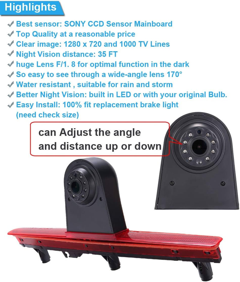 Navinio 1280X720 Pixel Auto Dritte Dach Top Mount Bremsleuchte Kamera Bremslicht Rückfahrkamera IR L