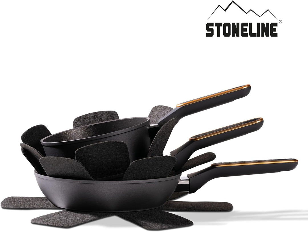 STONELINE Kochgeschirr Set 11-teilig 18/20/24 cm Set Pfannen und Töpfe mit Deckel, Topfset Pfanne In