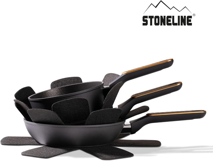 STONELINE Kochgeschirr Set 11-teilig 18/20/24 cm Set Pfannen und Töpfe mit Deckel, Topfset Pfanne In