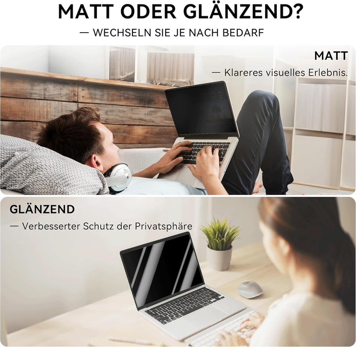 Blickschutzfilter für Laptop 15.6 Zoll 16:9 Sichtschutz, Blickschutzfolie Anti Blaulicht Blendschutz