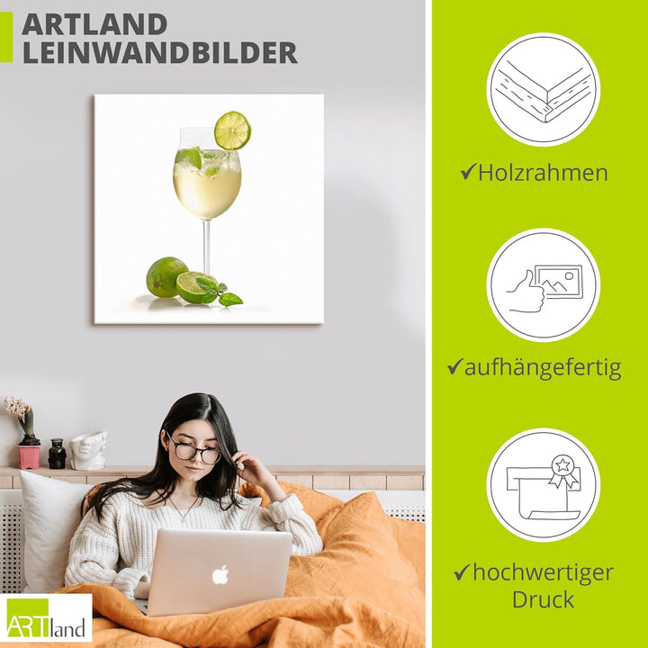 ARTland Leinwandbilder Wandbild Bild auf Leinwand 50 x 50 cm Ernährung Genuss Getränke Cocktail Foto