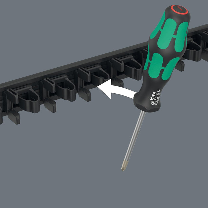 Wera 05136414001 9611 Magnetleiste für bis zu 9 Kraftform Schraubendreher, unbestückt, 30 x 400 mm