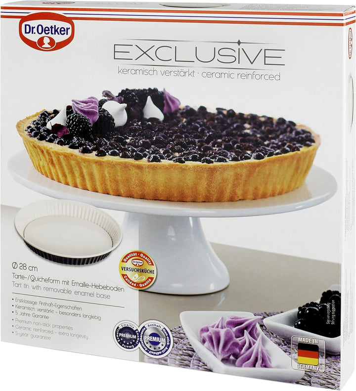Dr. Oetker Quicheform Ø 28 cm EXCLUSIVE, Tarteform mit schnitt- & kratzfestem Hebeboden mit Emaille-