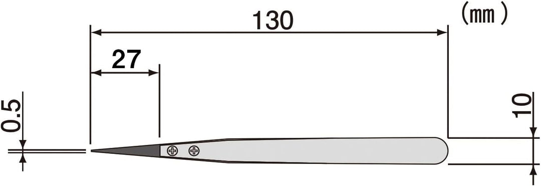 Pinzette mit feiner Spitze, ESD-Edelstahlgehäuse mit Kunststoffspitzen (PPS). Hergestellt in Japan.