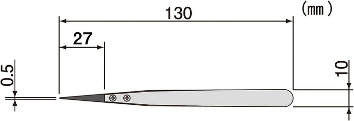 Pinzette mit feiner Spitze, ESD-Edelstahlgehäuse mit Kunststoffspitzen (PPS). Hergestellt in Japan.