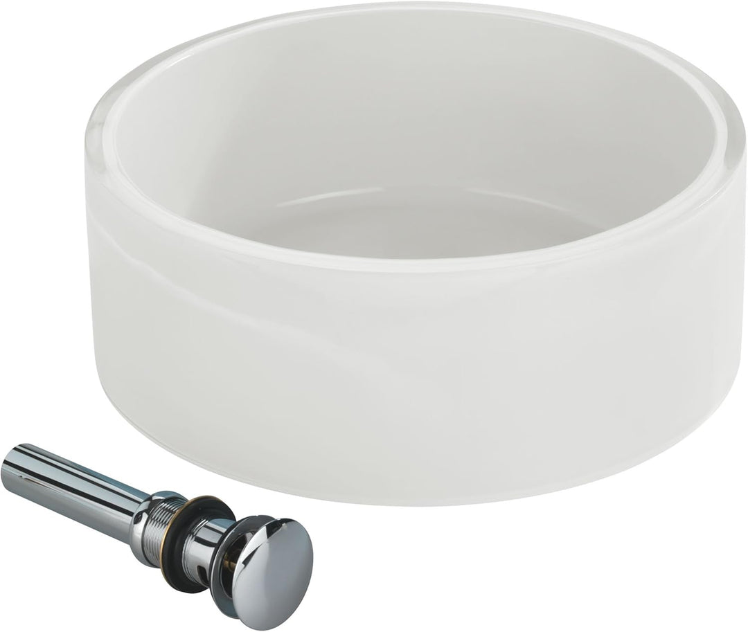 Wenko 18918100 Waschbecken Tropic White - mit Pop-Up Abfluss, Polyresin, Ø 43 x 16 cm, weiss