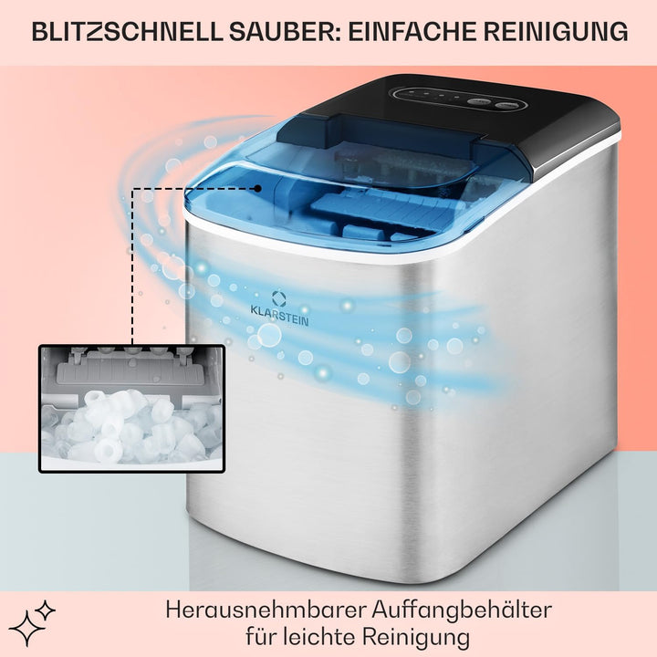 Klarstein On-The-Rocks - Eismaschine, Eiswürfelbereiter, Eiswürfelmaschine, 12 kg / 24 h, 120W, 2 Wü