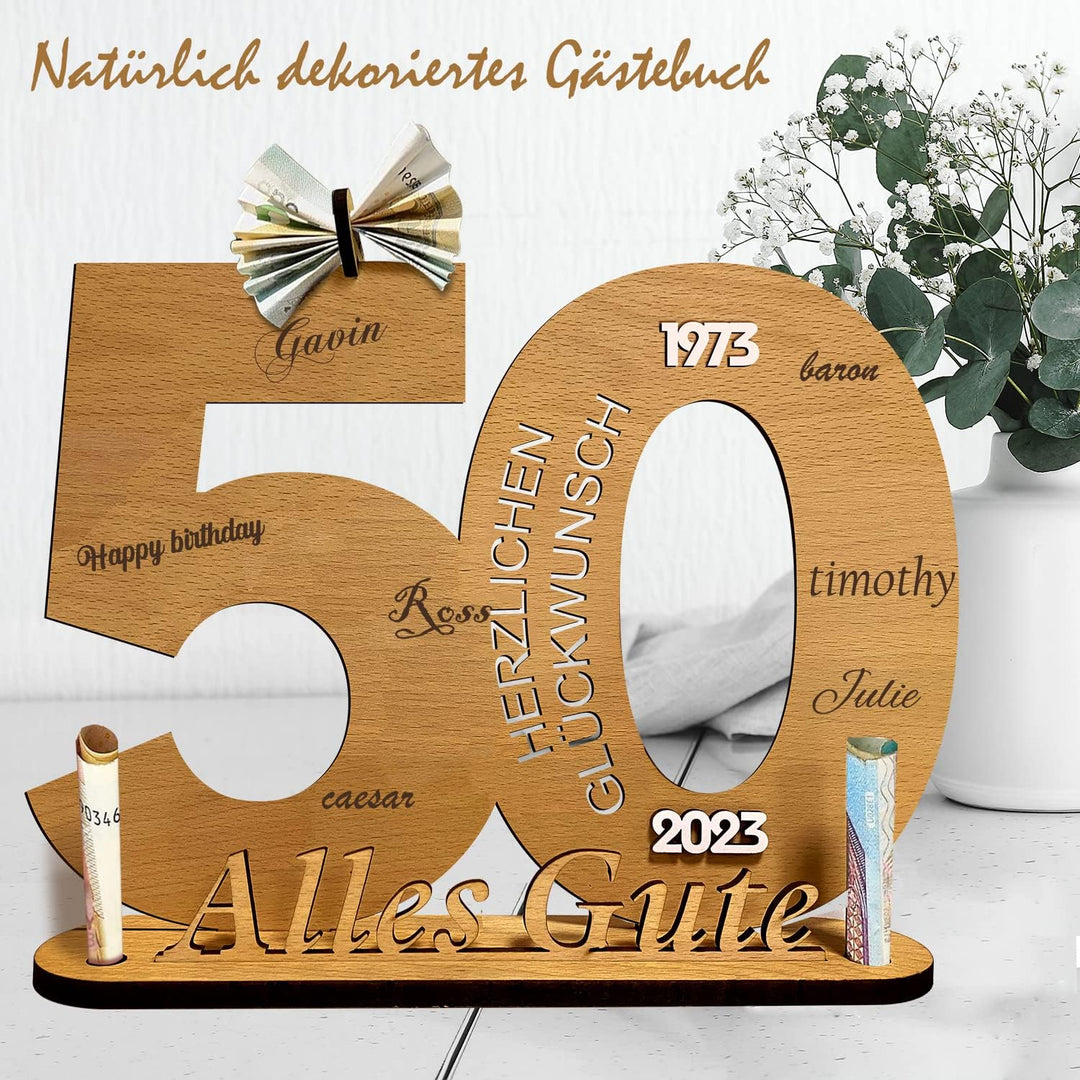Holzschild Gästebuch Geburtstag Holz - 2023 Geburtstag Jubiläum für Jahre Mann Frau Holz Schild Gäst