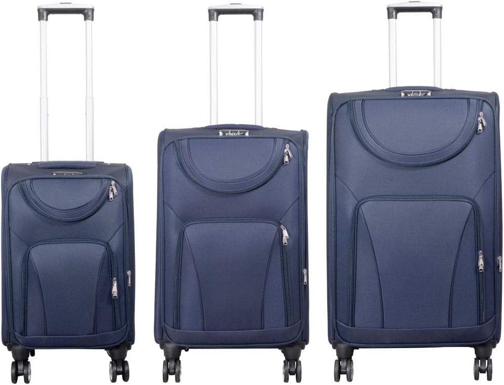 Trendyshop365 Weichgepäck Koffer-Set 3-teilig Maribor 4 Rollen Zahlenschloss Blau Kofferset 3 teilig