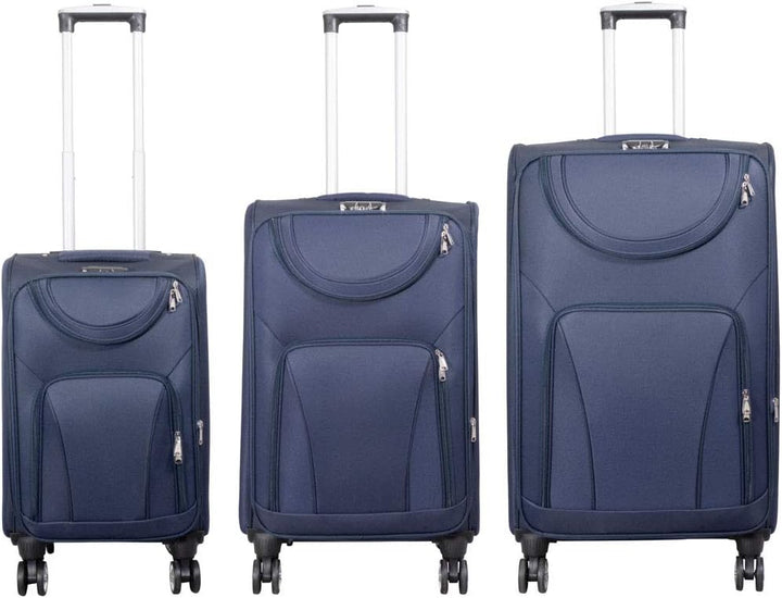 Trendyshop365 Weichgepäck Koffer-Set 3-teilig Maribor 4 Rollen Zahlenschloss Blau Kofferset 3 teilig