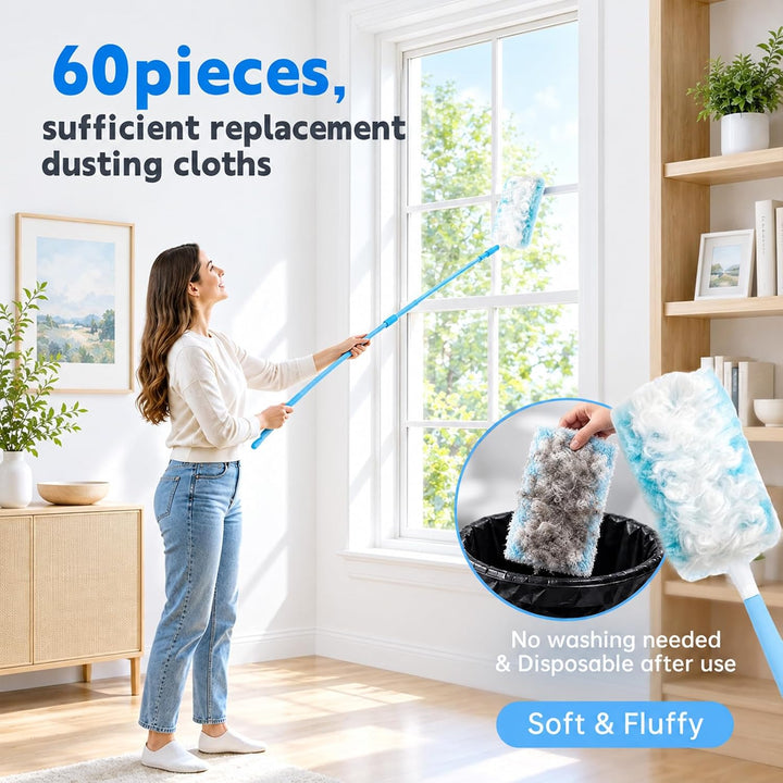 62pcs Mikrofaser Staubmagnet Nachfüllpack Kompatibel mit Swiffer Duster