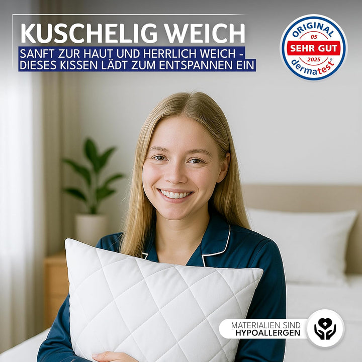 Gentle North Kopfkissen (80x80 cm gross) - 4er Set Kissen für Bett und als Dekokissen - Mit Reissver