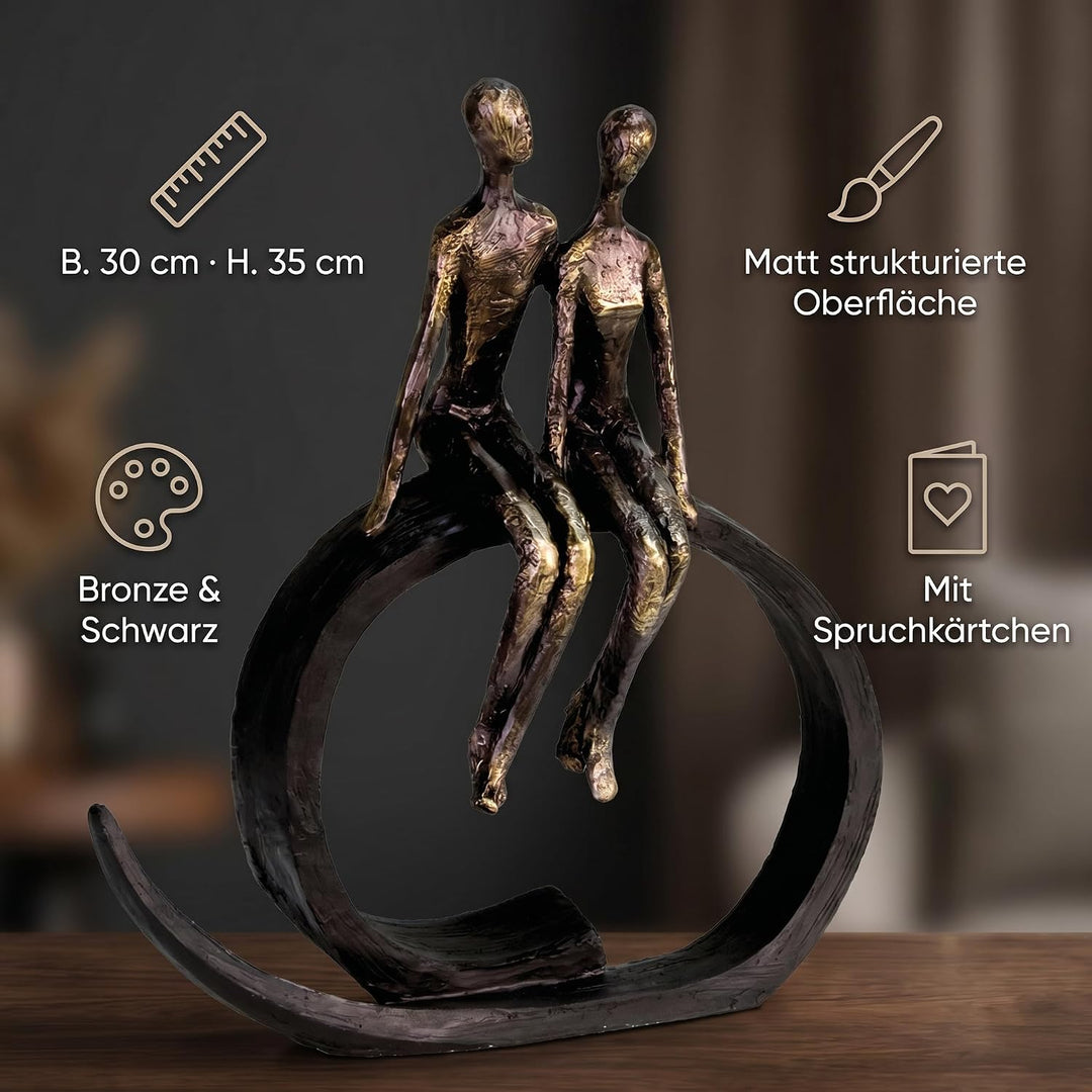 Casablanca Deko Skulptur Figur - Liebe & Partnerschaft - Höhe 35 cm Höhe 35 cm Bronze, Schwarz, Höhe