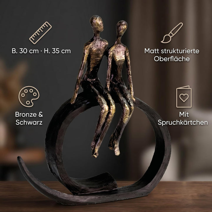Casablanca Deko Skulptur Figur - Liebe & Partnerschaft - Höhe 35 cm Höhe 35 cm Bronze, Schwarz, Höhe