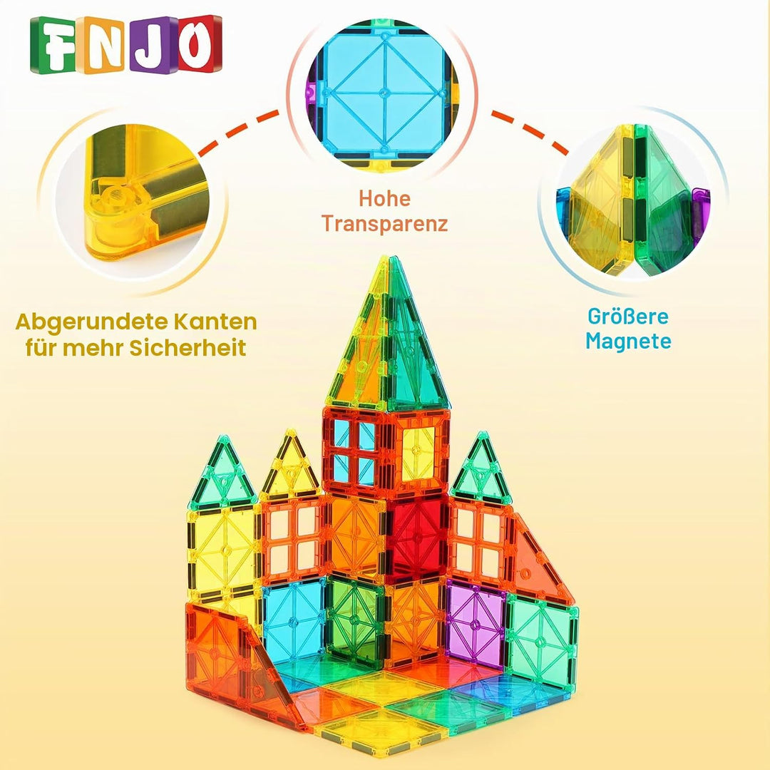 FNJO Magnetbausteine, 100-teilig - Konstruktionsspielzeug mit Magneten, STEM Lernspielzeug Geschenk