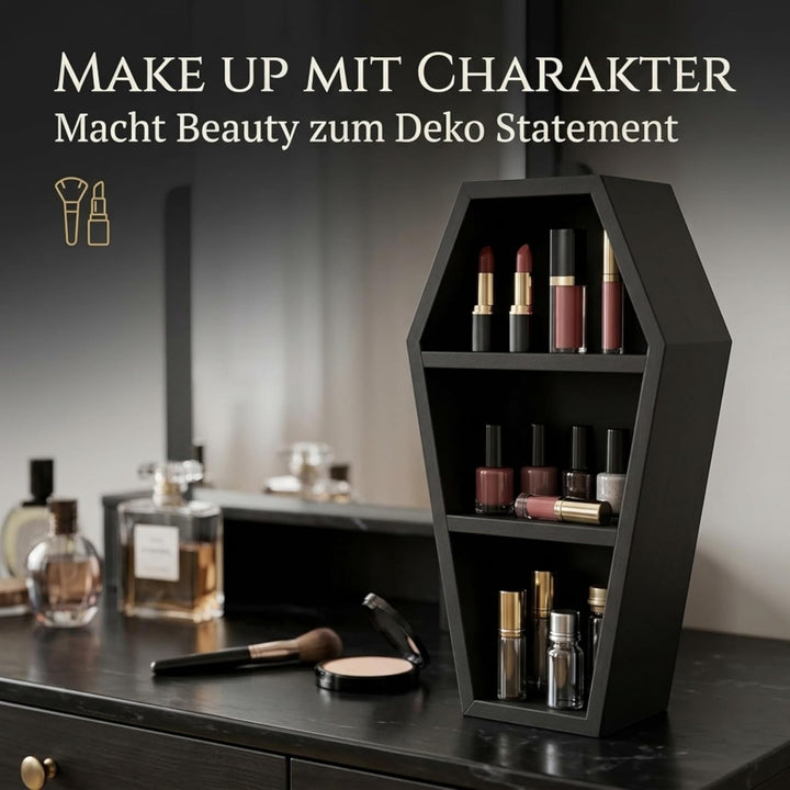Sargregal aus Holz, Gothic-Dekoration, Hexenregal, Oddities Hängeregal, Sarg Make-up Regal. Gothic-D