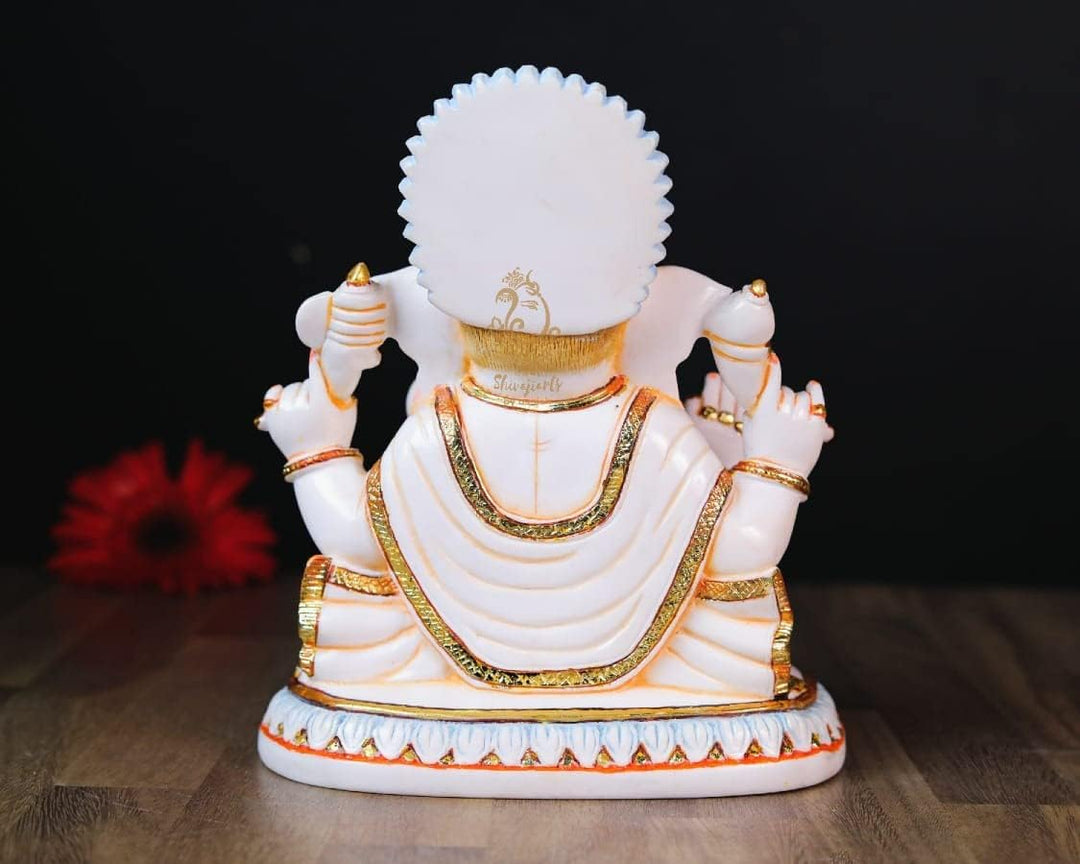 SHIVAJI ARTS Ganesha Statue, Marmor, Weiss, 19 cm, 1 Stück