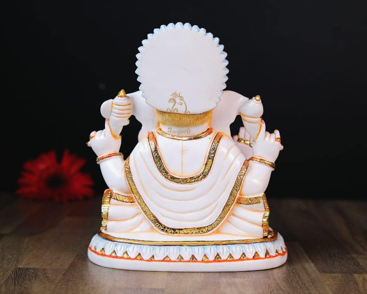SHIVAJI ARTS Ganesha Statue, Marmor, Weiss, 19 cm, 1 Stück