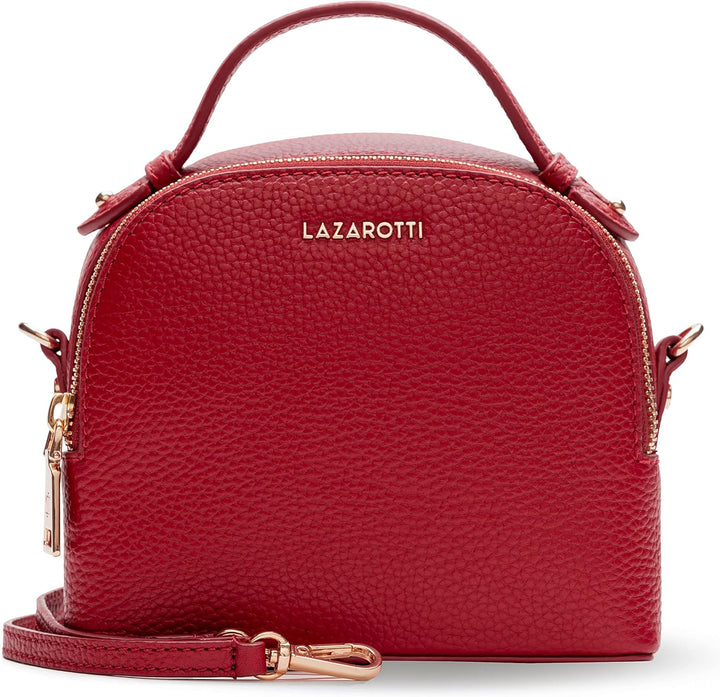Lazarotti Bologna Leder Handtasche Damen | 2 Hauptfächer & abnehmbaren Tragegurt | mittelgrosse Henk