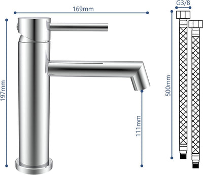 Ulytid Wasserhahn Bad Waschtischarmatur Chrom, Waschbecken Armatur Mischbatterie, Badarmatur mit Kal