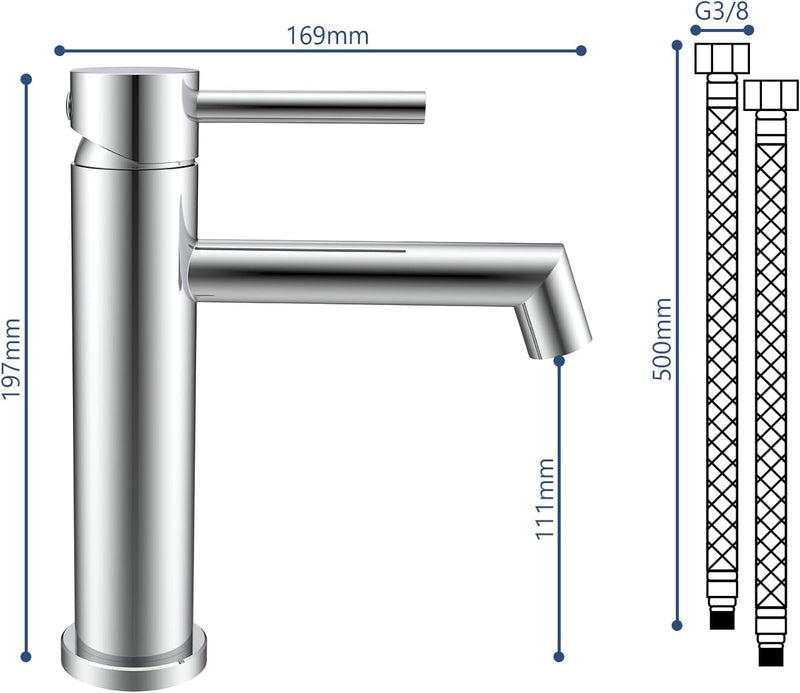 Ulytid Wasserhahn Bad Waschtischarmatur Chrom, Waschbecken Armatur Mischbatterie, Badarmatur mit Kal