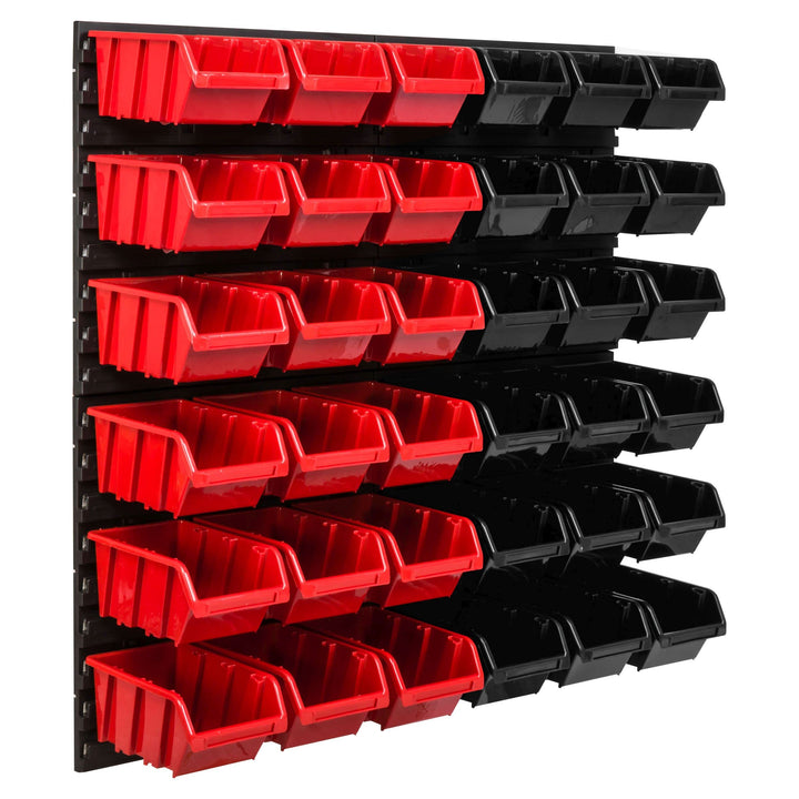 Lagersystem Werkstattregal | 78 x 78 cm | 36 stck. Box | Wandregal mit Stapelboxen - Wandplatten Ext