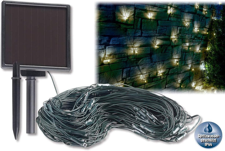 Lunartec Solar Lichtervorhang: Solar-LED-Lichternetz, 144 LEDs, weiss, 2 x 2 m, IP44 (Lichtervorhang