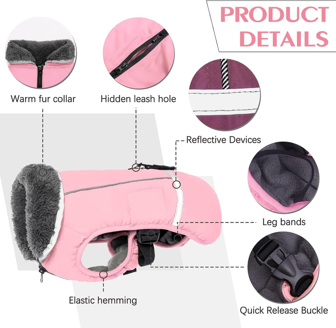 QBLEEV Hundewintermantel, warm, reflektierende Hundejacke, Rollkragen, wasserdicht, für kaltes Wette