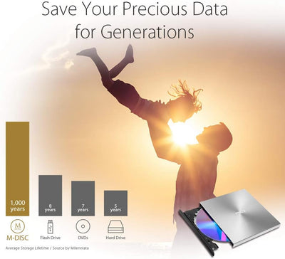 Asus ZenDrive U7M externer DVD-Brenner (für Apple MacBook & Windows PCs/Notebooks, inkl. 2x M-Disk R