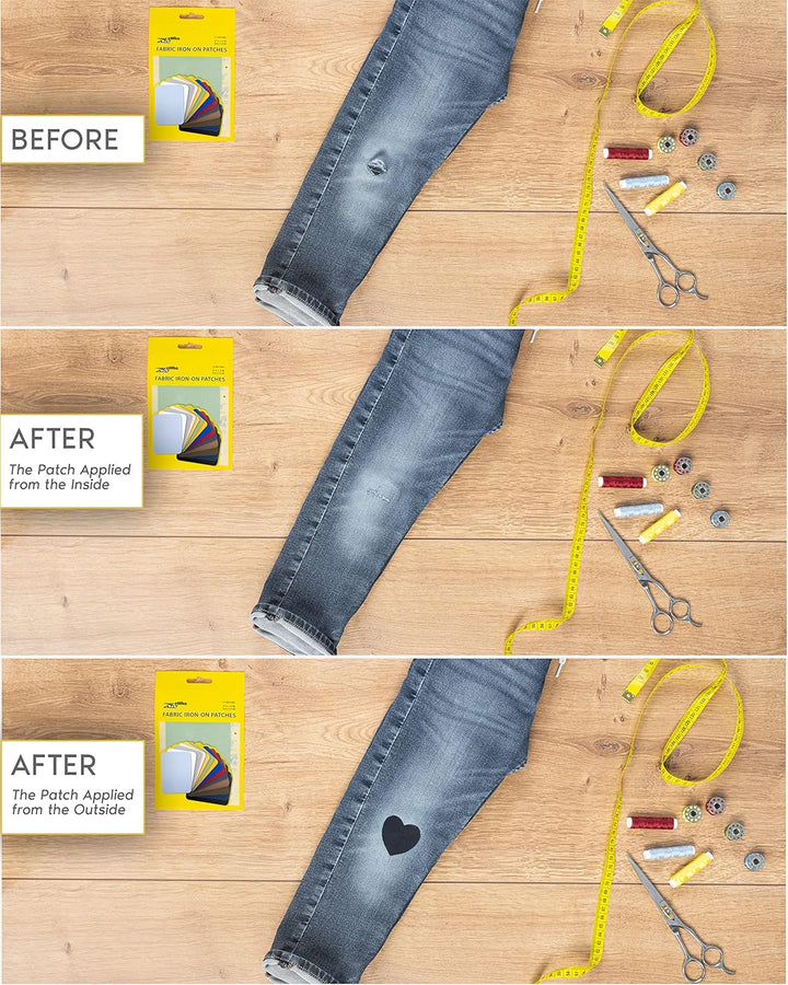 ZEFFFKA 2PACK Kleider-Flicken zum Aufbügeln für Innen und Aussen Stärkster Kleber 100% Baumwolle Ver