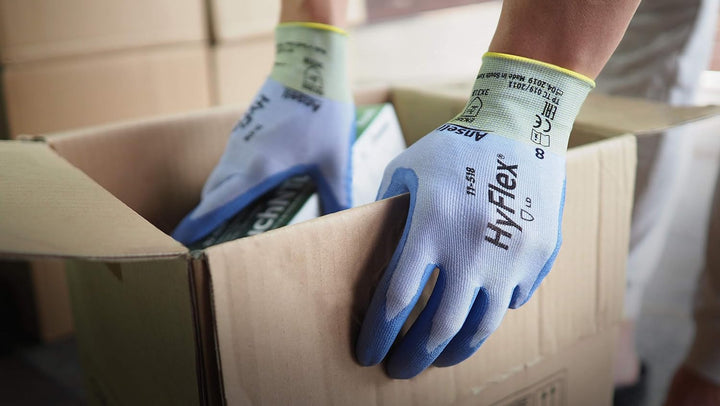 Ansell HyFlex 11-518 Schnittschutz-Handschuhe, Extrem Leichter Nahtlosträger, Hohe Fingerbeweglichke