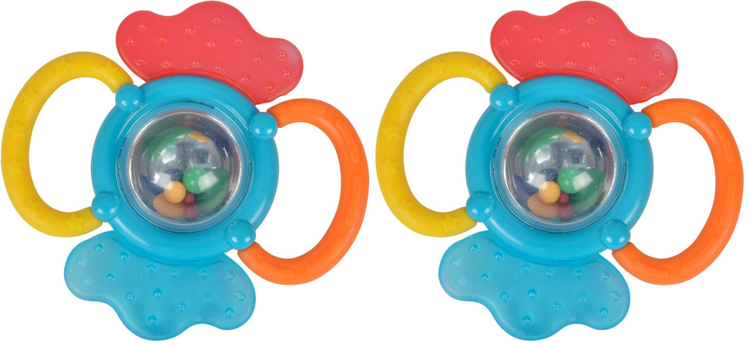 Simba 104013558 - ABC Activity Rassel, Zahnhilfe mit Holographspiegel und Rassel, 12cm, ab 3 Monaten