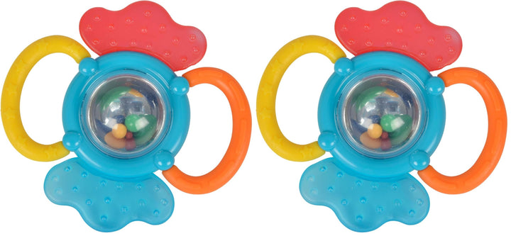 Simba 104013558 - ABC Activity Rassel, Zahnhilfe mit Holographspiegel und Rassel, 12cm, ab 3 Monaten