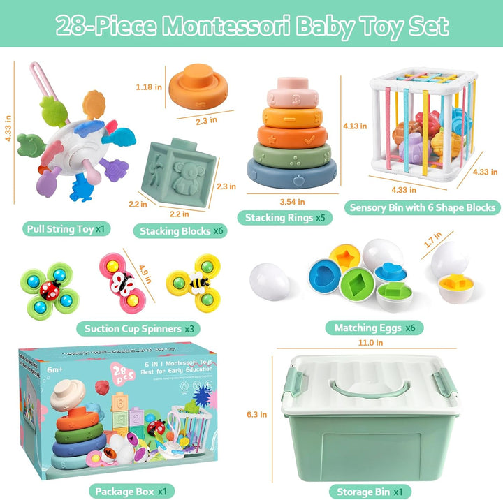 Baby Spielzeug für 6 bis 12 Monate, Montessori Spielzeug für Babys, Sensorisches Baby Spielzeug, 6 i