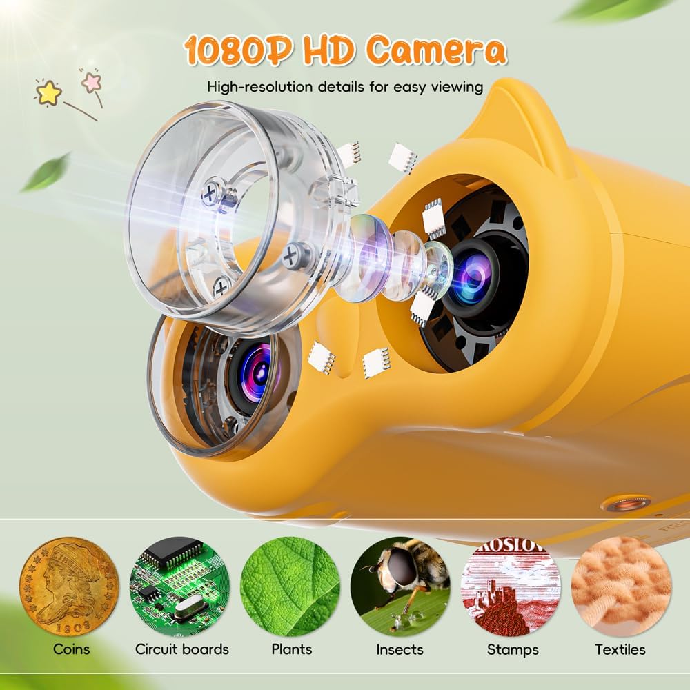 2-in-1 Digitales Mikroskop für Kinder und Teleskop, Temodu 4K 2.0" Bildschirm, 1000X USB tragbares T