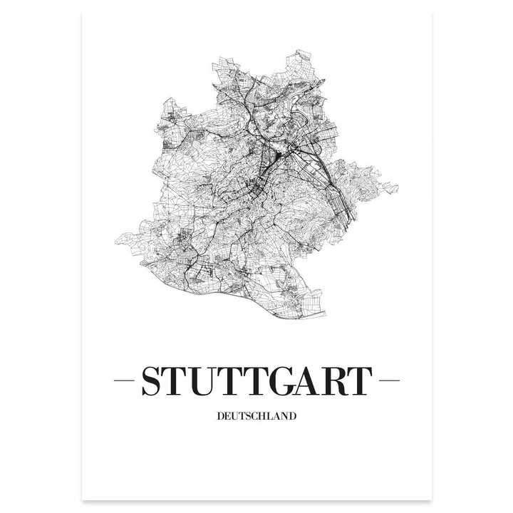 JUNIWORDS Stadtposter, Stuttgart, Wähle eine Grösse, 40 x 60 cm, Poster, Schrift A, Weiss 40 x 60 cm
