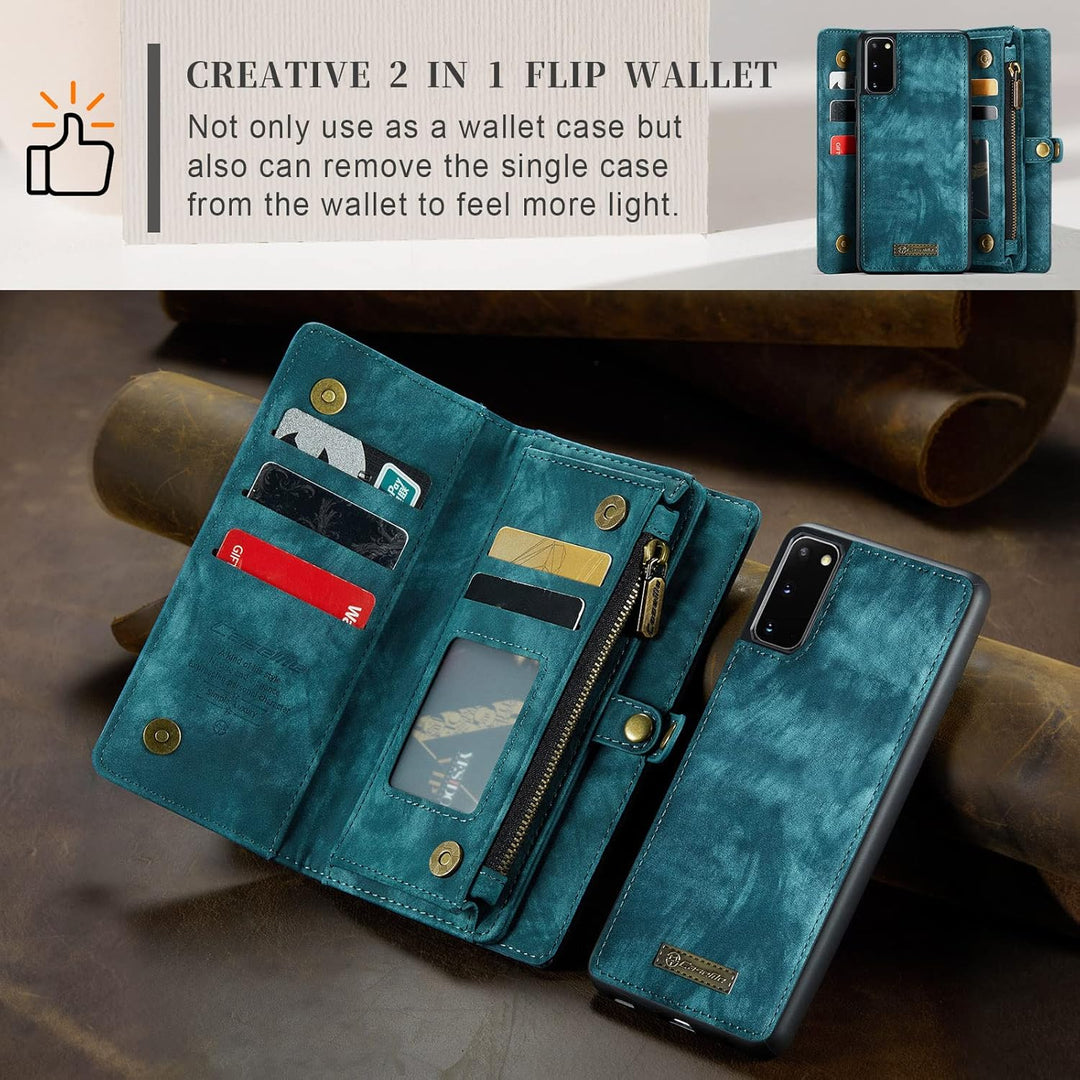 UFinetech für Galaxy S20 Hülle, Stossfest Kartenfach Magnetisch Abnehmbare Tasche Handyhülle für Sam