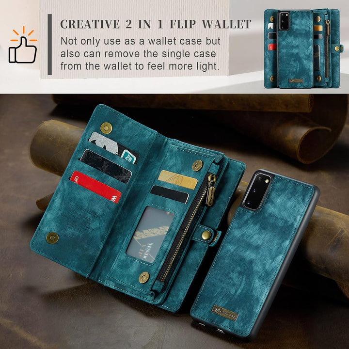 UFinetech für Galaxy S20 Hülle, Stossfest Kartenfach Magnetisch Abnehmbare Tasche Handyhülle für Sam