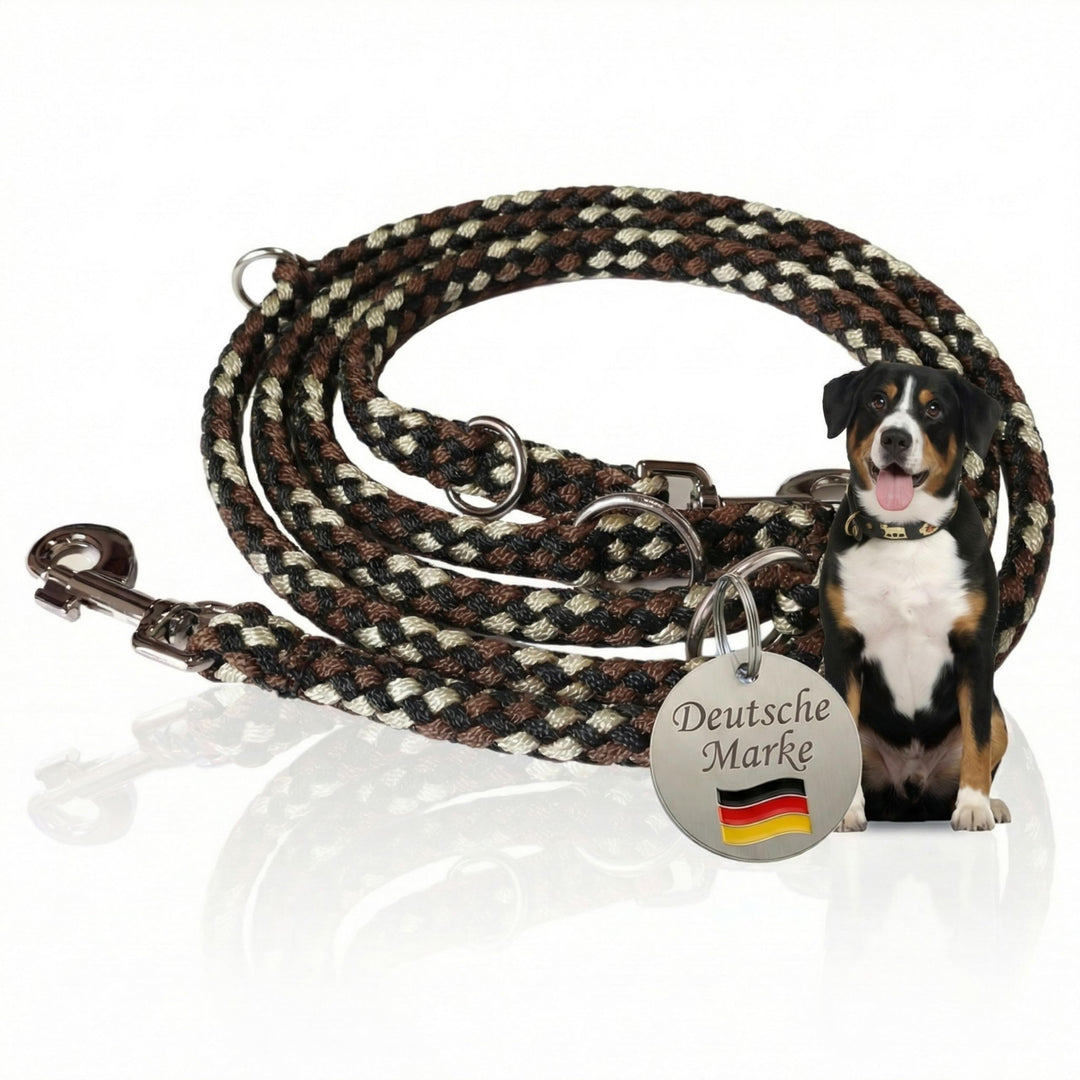 Geflochtene Hundeleine für grosse Hunde bis 60 kg | 4-Fach verstellbare Führleine | 2,80 m lang | Du
