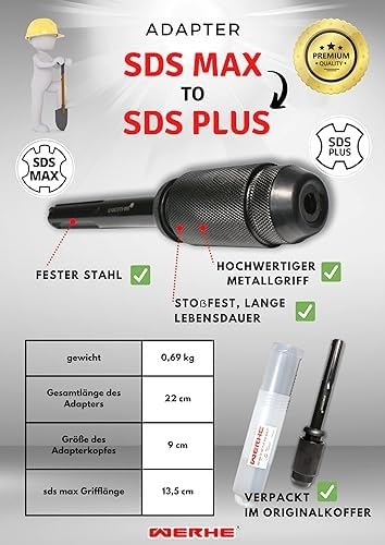Werhe® Sds max auf Sds plus adapter. Adapter Sds Max hohe Qualität mit SDS Plus Aufnahme, bohrfutter